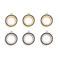 Black Edge Rhinestone Open Circle Pendant Charms in Two Finishes view 2