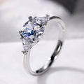 Silver Three-Stone Round CZ Triangle Side Stones Ring view 3