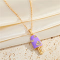 Gold Tone Crystal Heart Ice Pop Pendant Necklaces in Five Colors view 6