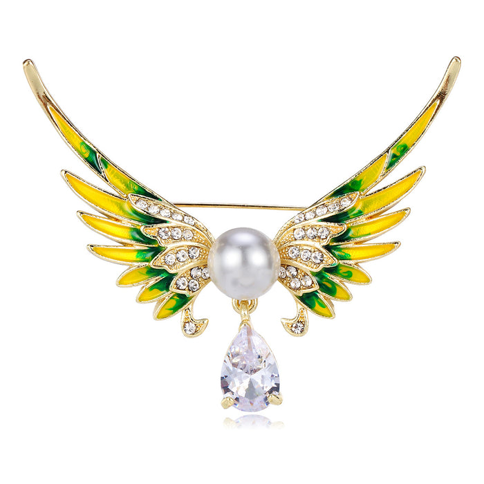 Angel Wing Enamel Metal Brooch Pin for Jackets and Lapels