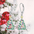 Multicolor Crystal Christmas Tree Leverback Drop Earrings view 3