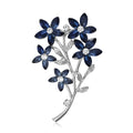 Crystal Flower Branch Brooch In Blue And Amber Decorative Lapel Pin view 1