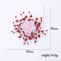 Beaded Flower Spray Brooch With Red Or Pink Accents view 5