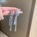 Knotted Crystal Chain Drop Earrings in Black and Silver Tones view 7