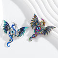 Winged Dragon Crystal Three Designs Metal Brooch Pin view 5