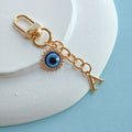 Gold-Tone Rhinestone Evil Eye Charm With Letter Cutout Pendant view 6