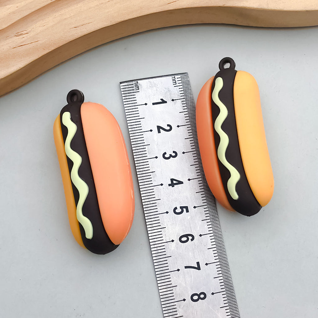 Zinc Alloy Simulated Food Hamburger Fries Pizza Hot Dog Charm Pendant for DIY Bag Keychain Decor