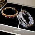 Open Cuff Crystal Bangles Green Pink Red Gold Silver view 2