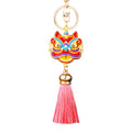 Enamel Lion Dance Head Tassel Keychains in Two Distinct Constructions view 5