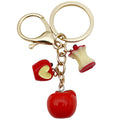 Red Apple Trio Keychain with Whole, Heart Cut and Core Charms view 5