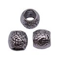 Antique Silver Leaf Texture Large Hole Barrel Bead view 4