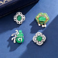 Green Silver Tone Flower Crystal Eight Designs Metal Brooch Pin view 2