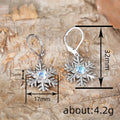Blue Center Snowflake Drop Earrings in Silver Tone view 4