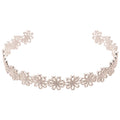 Open Daisy Flower Link Metal Cuff Bracelet 2 Tones view 5
