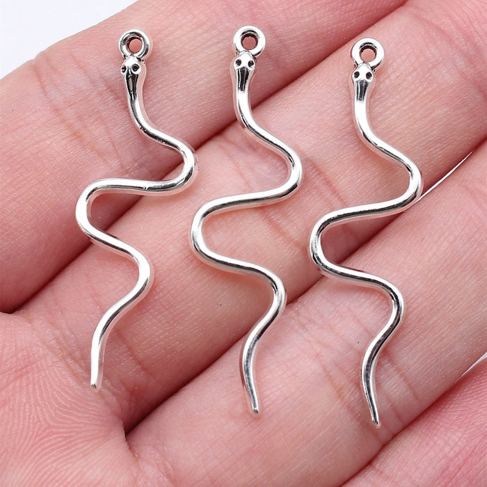 Wavy Snake Pendants in 2 Finishes for Jewelry Making
