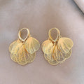Layered Wire Petal Hoop Earrings In Silver And Gold view 7