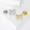 Crystal Pave Mini Bow Brooch Silver Gold Butterfly Clutch view 4