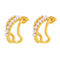 Gold Geometric Open Hoop Earrings White Pearl Accents view 5