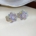 Iridescent Crystal Flower Stud Earrings in Seven Colors view 12