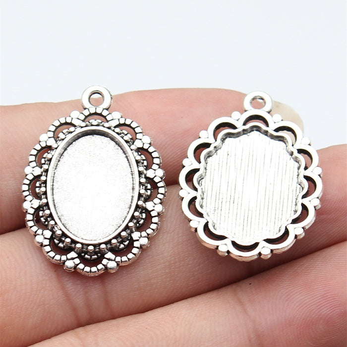 Scalloped Oval Cabochon Tray In Antique Silver And Antique Bronze For Jewelry Making