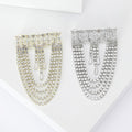 Rectangular Crystal Bar Brooch With Layered Chain Fringe view 1