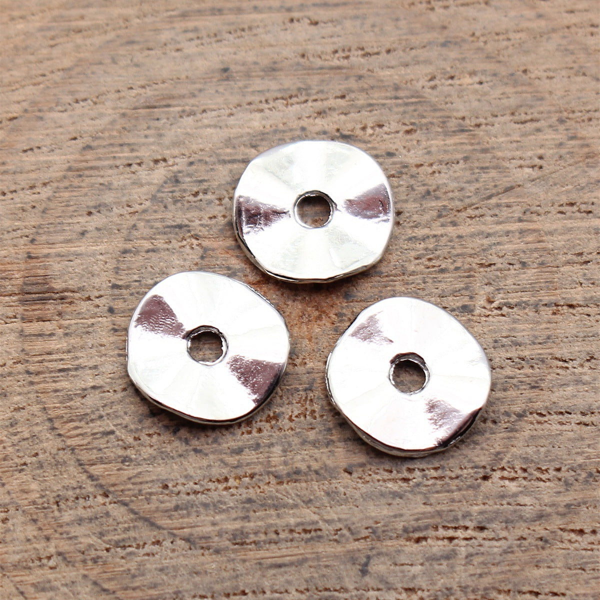 9.5x9.5x1.3mm 0.32g Multicolor Zinc Alloy Wavy Irregular Round Disc Spacer Beads for DIY Jewelry Making