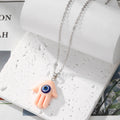 Resin Hamsa Hand Evil Eye Pendant Necklaces Ten Colors view 7