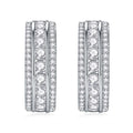 Silver Tone Triple Row Crystal Half Hoop Earrings view 5
