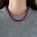 Red Glossy Round Bead Strand Necklace Five Size Options view 6