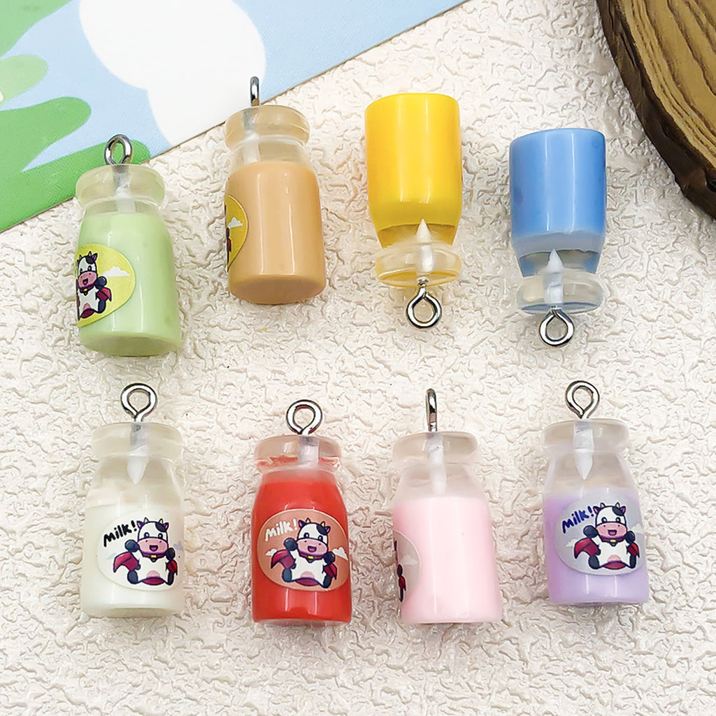 Colorful Resin Milk Bottle Charm Pendant for Earrings Necklace Keychain DIY