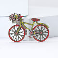 Antique Silver Rhinestone Bicycle Brooch Red Blue Styles view 3