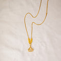 Gold Ginkgo Leaf Pendant Necklace Crystal Beads Chain view 2