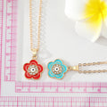 Gold Tone Crystal Enamel Flower Evil Eye Pendant Necklaces view 2