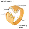 Irregular Wave Open Ring With Rhinestone Edge Size 7 view 7