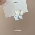 Two Tone Geometric Front Back Stud Earrings Fashion Jewelry for Women view 1