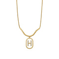 Gold Tone Oval White H Letter Charm Pendant Necklace view 5