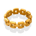 Gold And Steel Hollow Chain Link Band Rings Multi Size view 5
