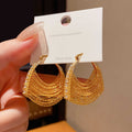 Gold Chain Fringe Hoop Earrings with Crystal Edges view 3