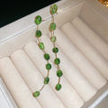 Green Beaded Linear Long Drop Statement Stud Earrings view 6