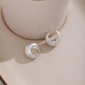 Silver Tone Molten Look Chunky Open Small Hoop Earrings view 4