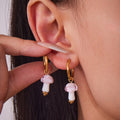 Gold Hoop Resin Polka Dot Mushroom Drop Earrings Five Colors view 4
