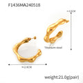 Irregular Organic C-Shape Hoop Earrings Gold Silver view 6