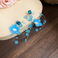 Floral Wire Hoop Earrings with Beaded Sprays in Two Colors view 7