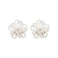 Silver Openwork Flower Stud Earrings Statement Pair view 5
