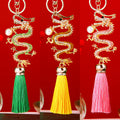 Pearl Chinese Dragon Tassel Keychains in Seven Color and Style Options view 2