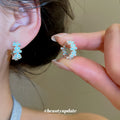 Round Enamel Flower Hoop Earrings In Three Bright Colors view 3