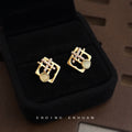 Gold-Tone Geometric Square Pale Cat-Eye Stud Earrings view 4