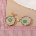 Eleven Style Gold Tone Round Pressed Flower Resin Drop Stud Earrings view 5