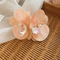 Double Orchid Pearl Like Duckbill Hair Clip In Green Red Yellow Or Blue view 8