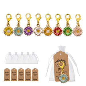 Enamel Daisy Flower Charm Gold Lobster Clasp Eight Colors